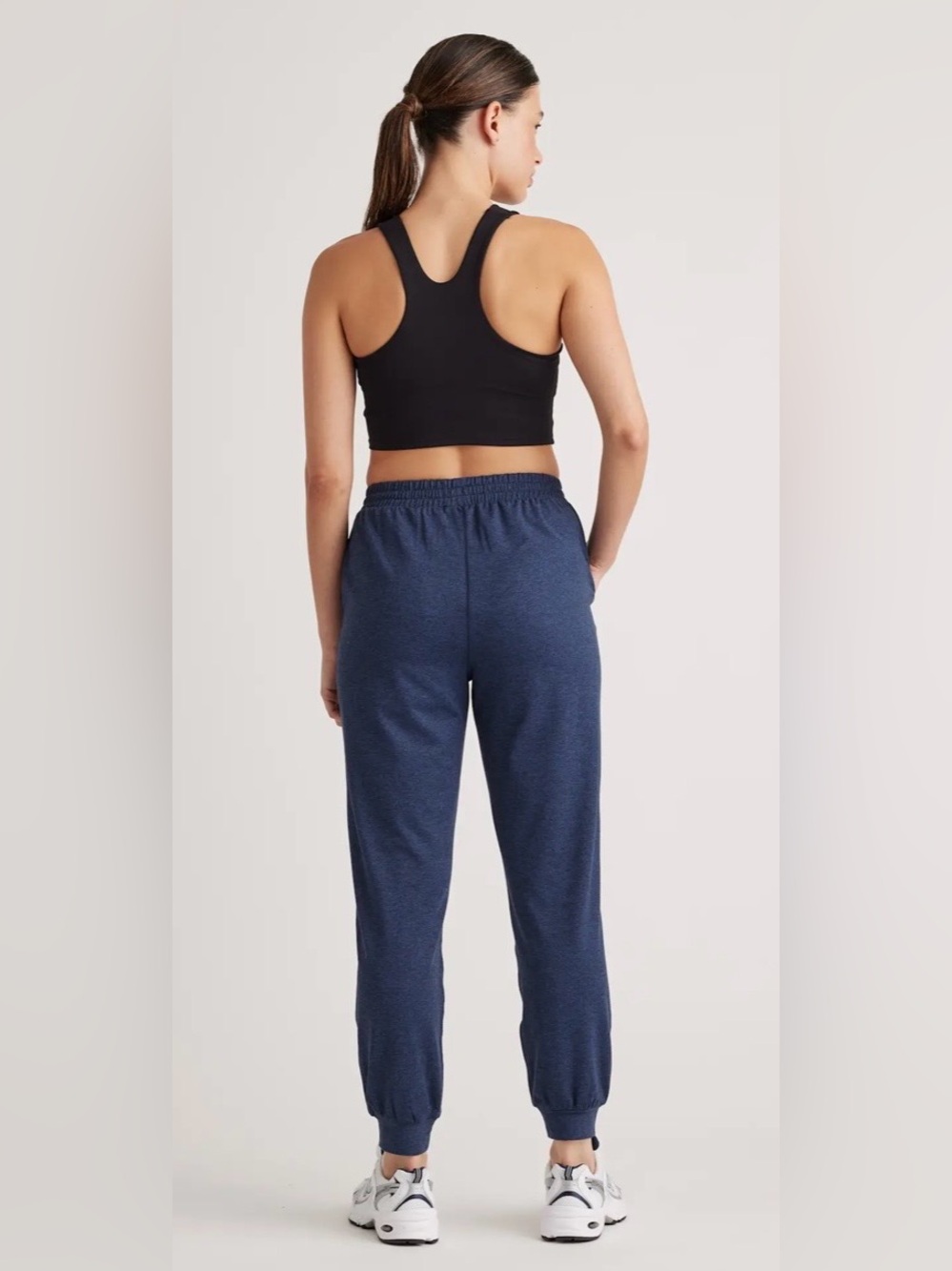 Quince Flowknit High-Rise Boyfriend Joggers, Heather Green - Picture 6 of 10